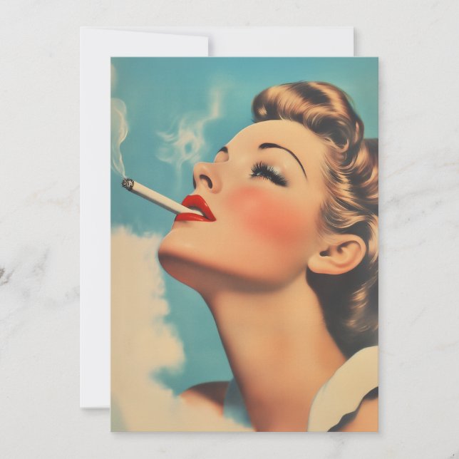 Vintager Glamour Rauchen und Einladung (Vorderseite)