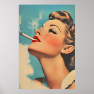 Vintager Glamour Rauchen und Poster