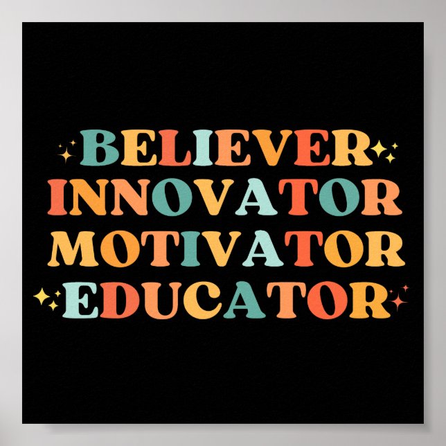 Vintager Gläubiger Innovator Motivator Lehrer Poster (Vorne)