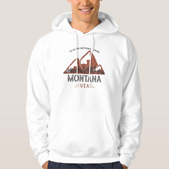 Vintager Gletscher Nationalpark Montana Hoodie (Vorderseite)