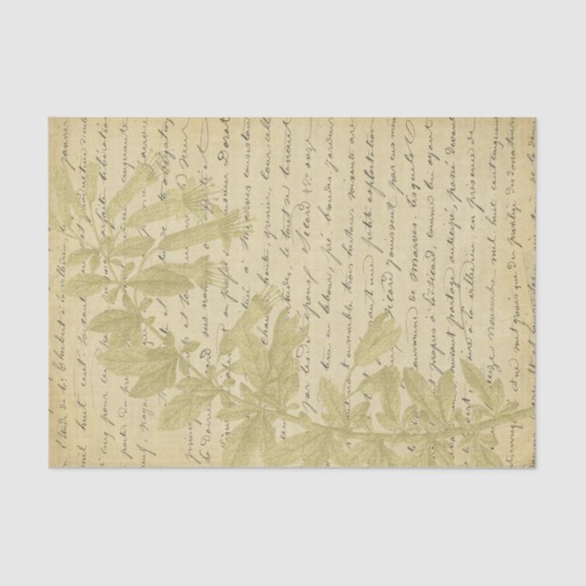 Vintager Glitzer Wildblume Skriptdekoupage Seidenpapier (Vorderseite)