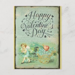 Vintager glücklicher Valentinstag Viktorianischer  Postkarte