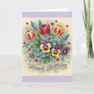 Vintager Glückwunsch zum Geburtstag Retro farbenfr Karte