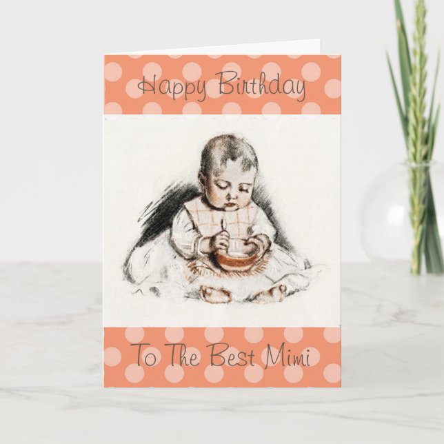 Vintager Glückwunsch zum Geburtstag zur besten Mim Karte (Vorderseite)