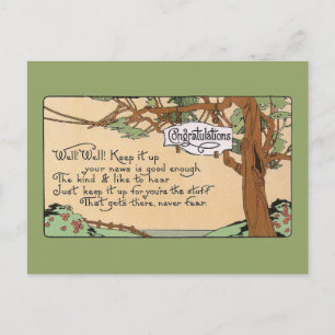Vintager Glückwunschverse und Baum Postkarte