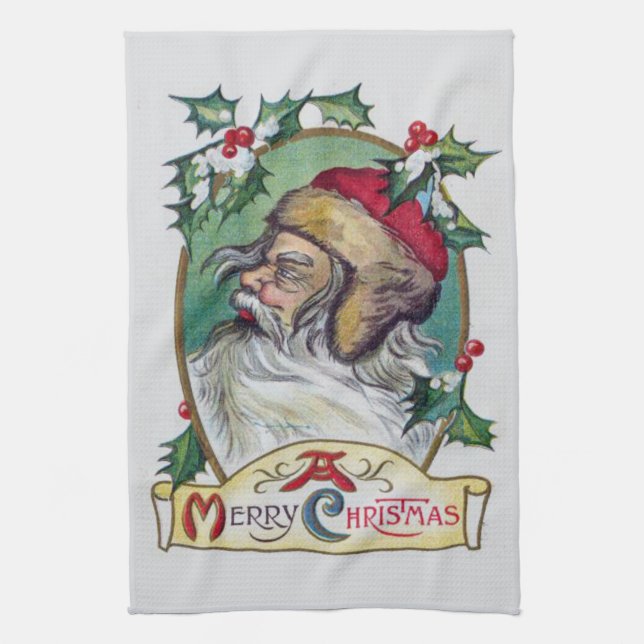 Vintager Gnome Weihnachten Geschirrtuch (Vertikal)