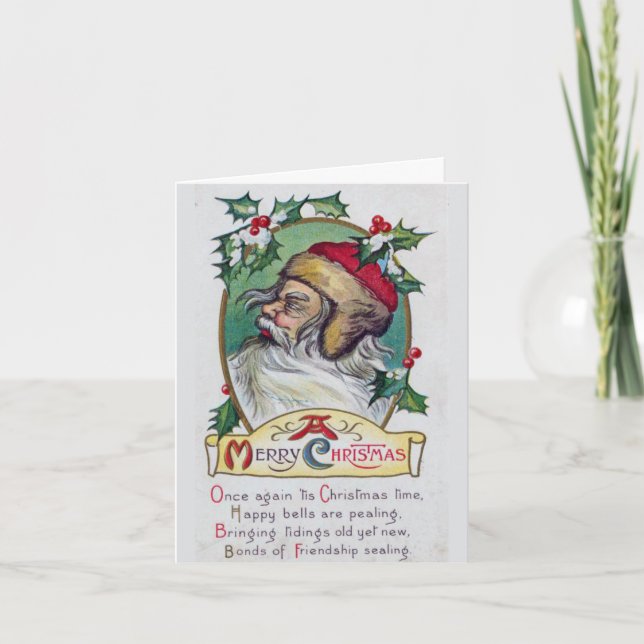 Vintager Gnome Weihnachten Karte (Vorderseite)