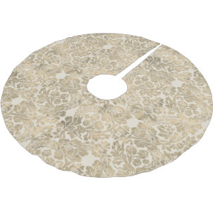 Vintager Gold Floral Damask Weihnachtsbaumrock Polyester Weihnachtsbaumdecke