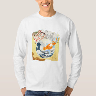 Vintager Gold Koi Teich japanischer Kulturmänner T-Shirt