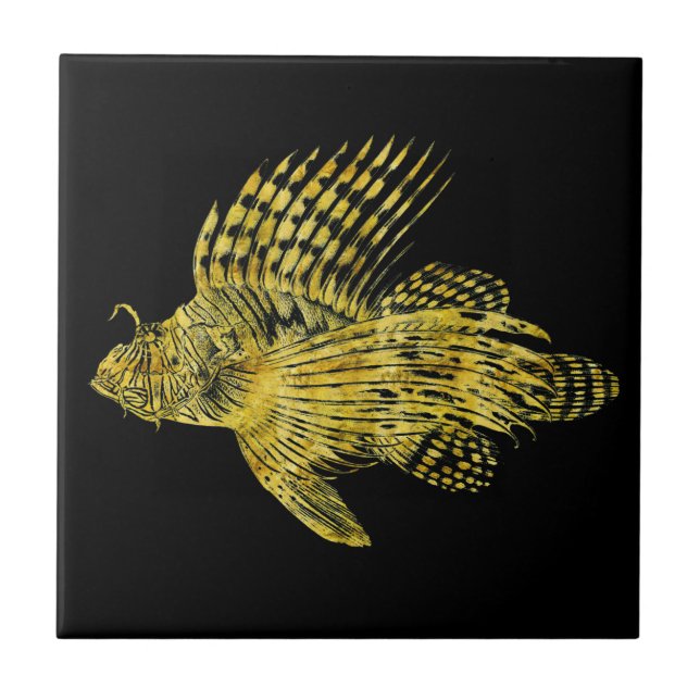Vintager Goldbarsch Retro Hawaii Fliese (Vorderseite)