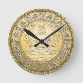 Vintager Goldblick Buddhas Runde Wanduhr