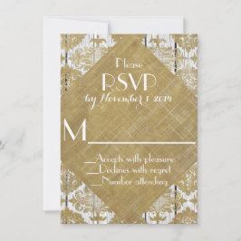 Vintager Golddamtel und RSVP für Weißholz