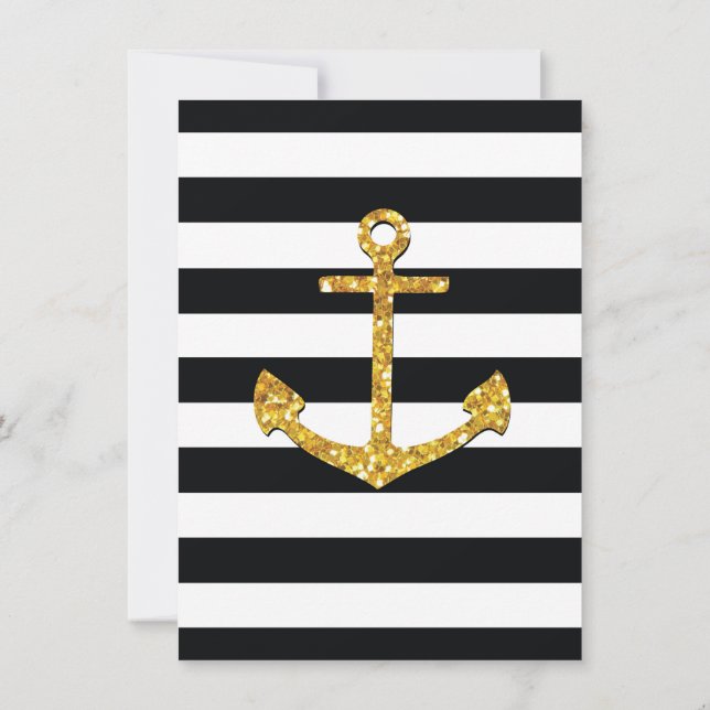 Vintager Goldener Anker Einladung (Rückseite)