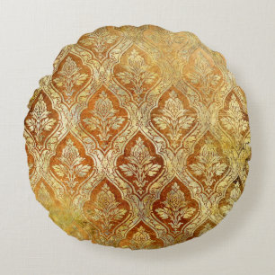 Vintager goldfarbener Hintergrund Rundes Kissen