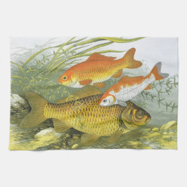Vintager Goldfish Koi Fisch, Meeresaquatische See  Handtuch