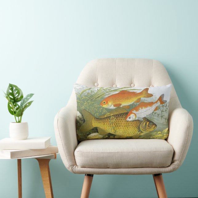 Vintager Goldfish Koi Fisch, Meeresaquatische See  Lendenkissen (Stuhl )