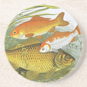 Vintager Goldfish-Koi-Fisch, Meeresleben Untersetzer