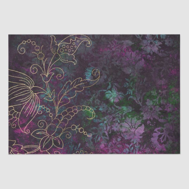 Vintager Goldflorengatter Seidenpapier (Vorderseite)