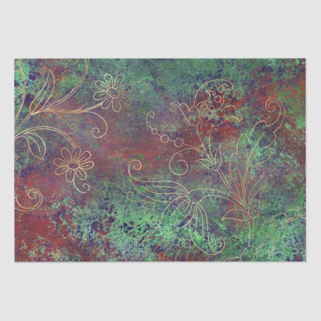 Vintager Goldflorengatter Seidenpapier (Vorderseite)