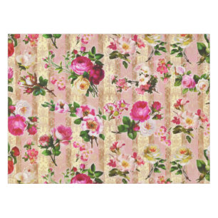 Vintager Goldflorrosa Damast Tischdecke