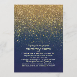 Vintager GoldGlitzer-elegante Marine-Hochzeit Einladung