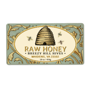 Vintager Goldkep mit Honigbienen-Rectangle Honey