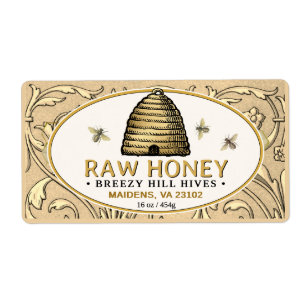 Vintager Goldkep mit Honigbienen-Rectangle Honey
