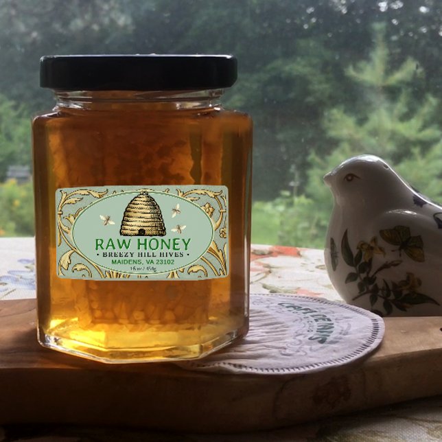 Vintager Goldkep mit Honigbienen-Rectangle Honey (Von Creator hochgeladen)
