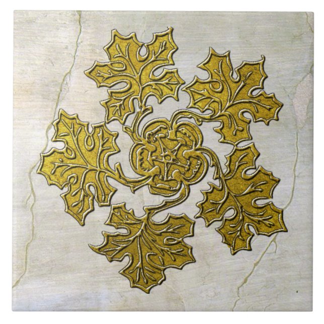 Vintager Goldleaf-Cluster im mittelalterlichen Sti Fliese (Vorderseite)