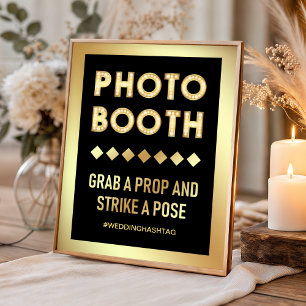 Vintager Goldmarquee Letters Wedding Foto Booth Poster