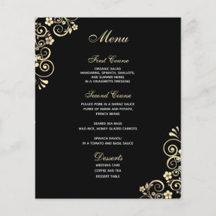 Vintager Goldrausch auf Black Budget Wedding Menu