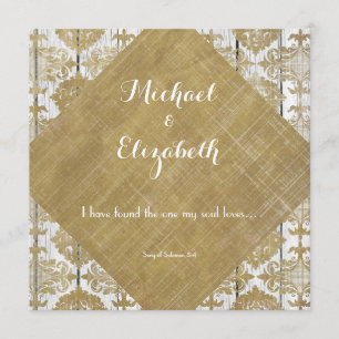 Vintager Goldteufel und Holz mit Bibelverse Einladung