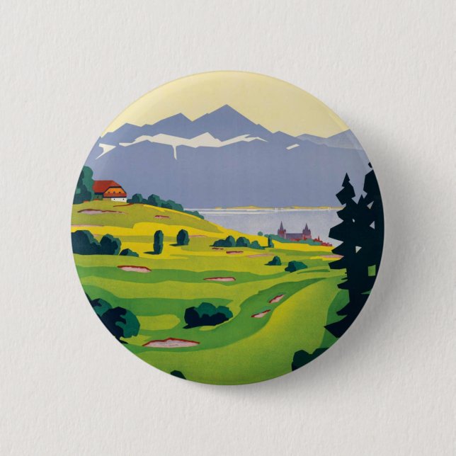 Vintager Golf Lausanne Button (Vorderseite)