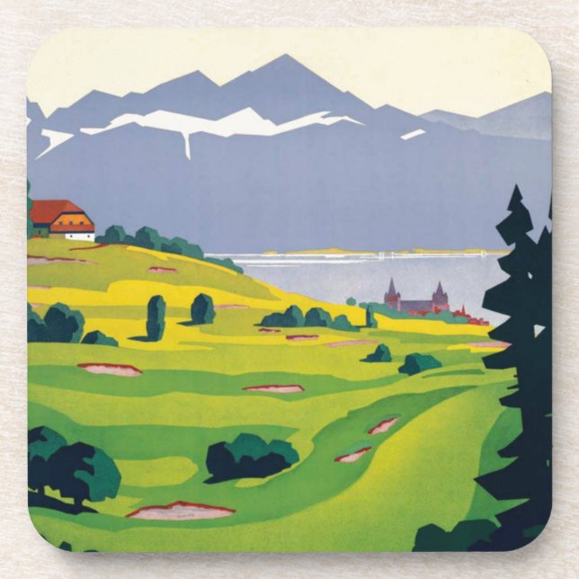 Vintager Golf Lausanne Getränkeuntersetzer (Vorderseite)