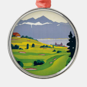 Vintager Golf Lausanne Ornament Aus Metall