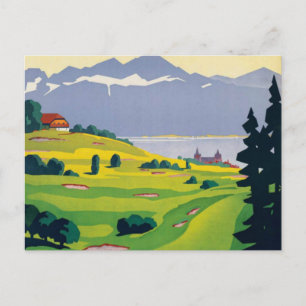 Vintager Golf Lausanne Postkarte