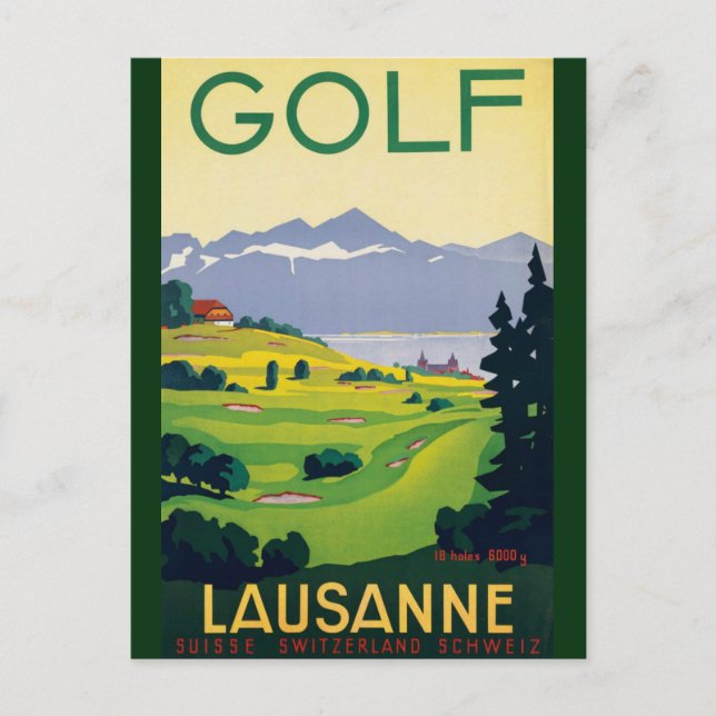 Vintager Golf Lausanne Postkarte (Vorderseite)