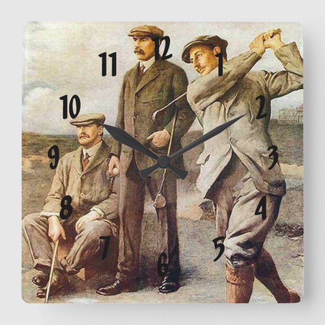 Vintager Golf Quadratische Wanduhr (Vorderseite)