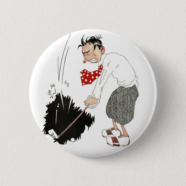 Vintager Golf Sports Spaß, Alberner Golfer Button (Vorderseite)