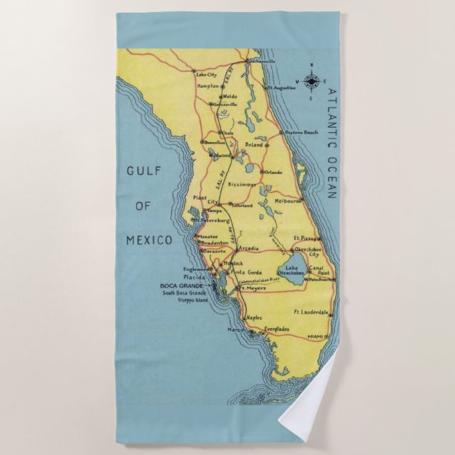 Vintager Golf von Florida Strandtuch (Vorderseite)