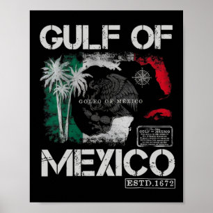 Vintager Golf von Mexiko 1672 Historische Karte Re Poster