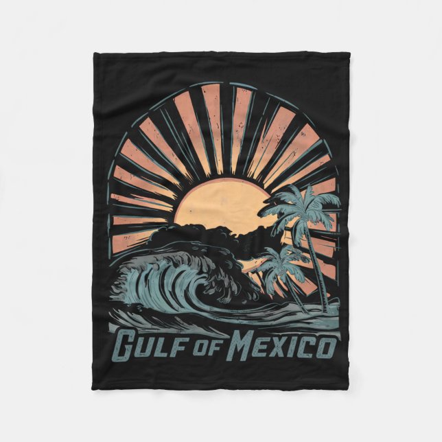 Vintager Golf von Mexiko Beach Palms Sommerurlaub Fleecedecke (Vorderseite)