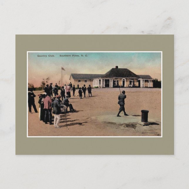 Vintager Golfclub Southern Pines NC Postkarte (Vorderseite)