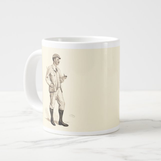 Vintager Golfer mit Tabakpfeifen und Stiefeln Jumbo-Tasse (Vorderseite Links)