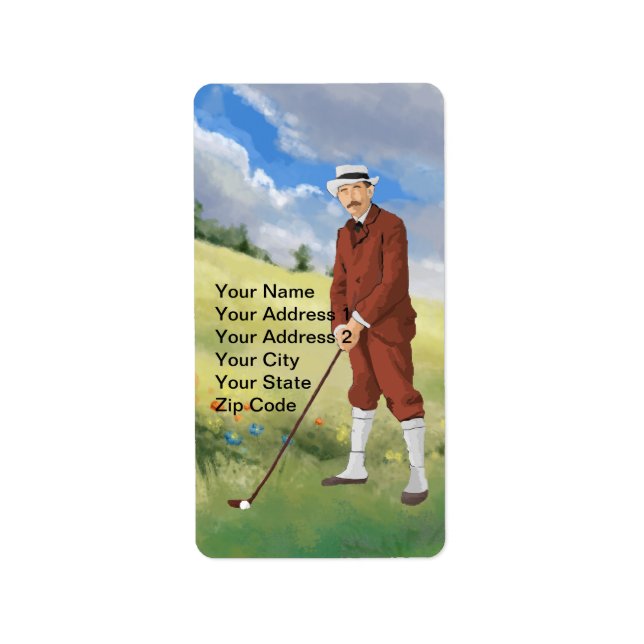 Vintager Golfspieler Adressaufkleber (Vorne)