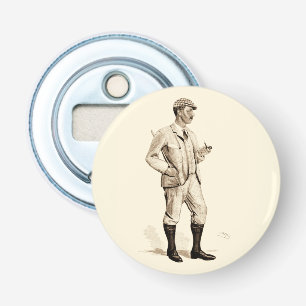 Vintager Golfspieler mit Tabakpfeife und Stiefeln Flaschenöffner