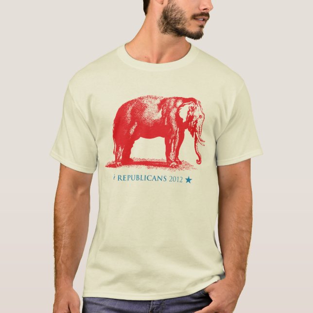Vintager GOP-Elefant rote weiße blaue T-Shirt (Vorderseite)