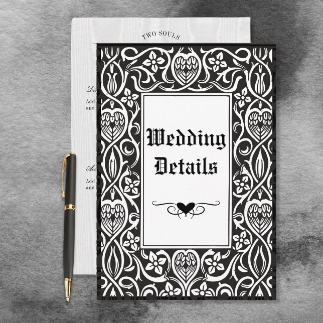 Vintager Gothic Black & White Roycroft Frame Begleitkarte (Von Creator hochgeladen)