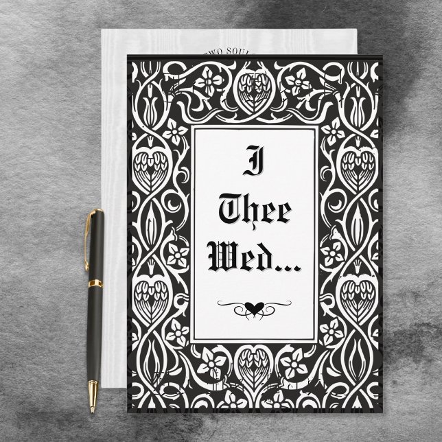 Vintager Gothic Black & White Roycroft Frame Einladung (Von Creator hochgeladen)