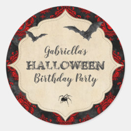 Vintager Gothic Halloween Spider Geburtstag Runder Aufkleber